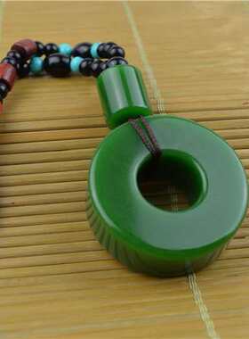 外蒙碧玉手把件 路路通把件 菠菜绿手玩件玉石把件挂牌