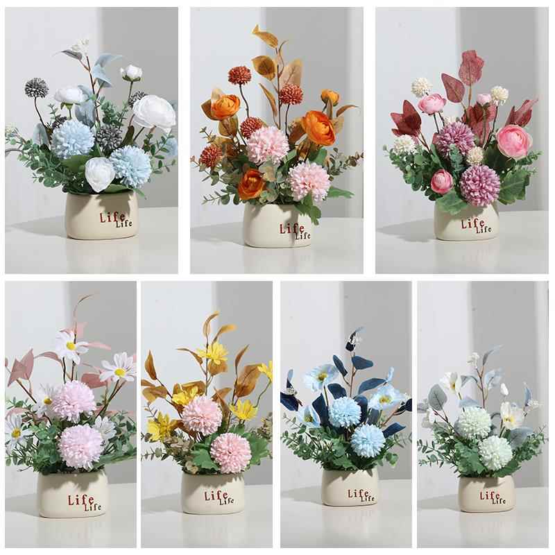 正品2塑024新型高端人插造花料花束家装饰假花居客厅桌花花玫瑰花