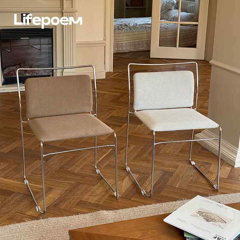 中古风餐椅家用包豪斯小户型网红高级感书房椅咖啡厅软包靠背椅子