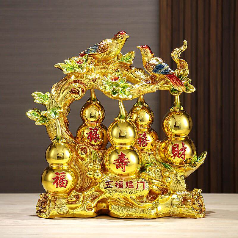 金葫芦摆件喜鹊招财五福临门家居饰品客厅隔间玄关柜乔迁新居礼品