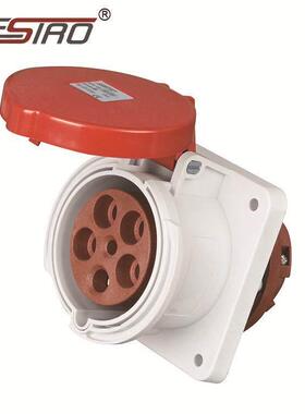 中贵Zh1252 Ip44 5p63a红色隐藏直插插座第三代防水工业插头插座