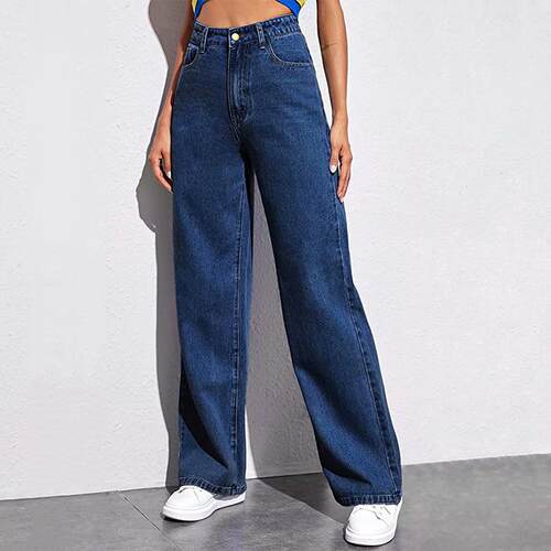 High waisted wide leg jeans for women look slim and