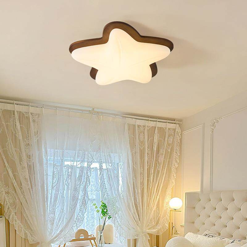 儿童房吸顶灯led中古风护眼卧室书房灯2025款创意奶油风海星灯具