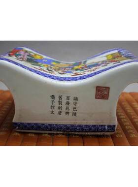 古玩杂项收藏批发复古做旧瓷器陶瓷手绘仕女瓷枕头手枕工艺品摆件