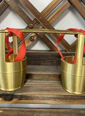 直销新款一桶金摆件纯黄铜一桶江山小水桶招财金扁担办公室桌面客