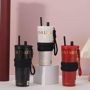蛇年限定保温杯吸管带陶瓷内胆水啡杯户唐浩外出咖杯陶瓷杯车行载