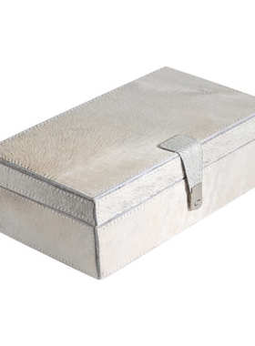 简约现代软装家居灰色马毛装饰几何木质首饰盒女孩卧室梳妆台摆件