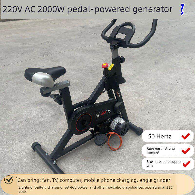 220V 2000瓦脚踏发电机旋转单车健身12V 48V60V72伏永磁交流充电