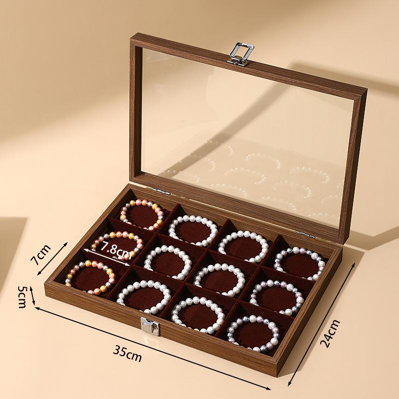 胡桃纹珠宝盒玻璃手镯手串首饰箱