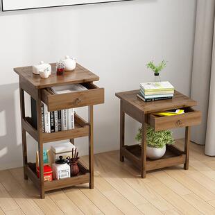 沙发旁边的边柜置物架床头边几柜花架客厅2021新款木茶水柜实木侧