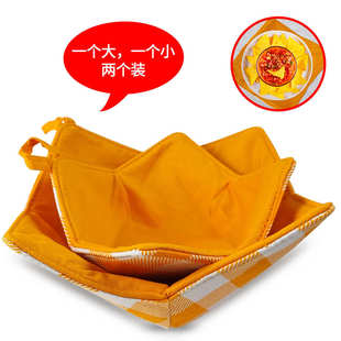 厂家平价直供现货棉布印花格子隔热防烫手 cozy 耐高温碗垫 bowl