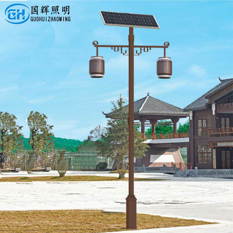 太阳能庭院灯户外欧式防水led路灯双臂3米4米景观太阳能高杆灯新