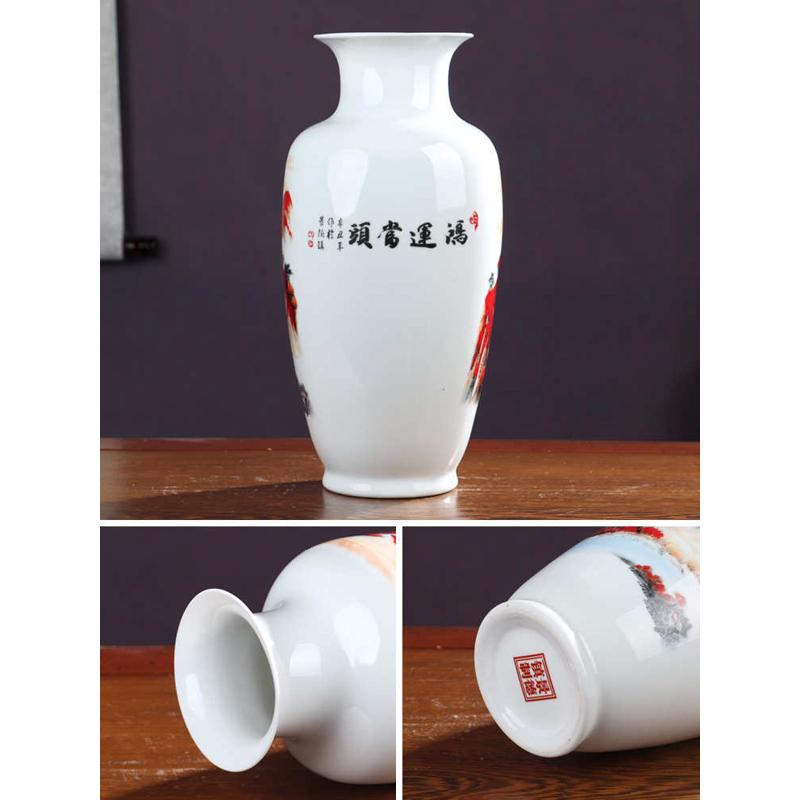 客厅家居新中式景德镇青花鸿运当头花瓶摆件酒柜装饰品插花陶瓷器