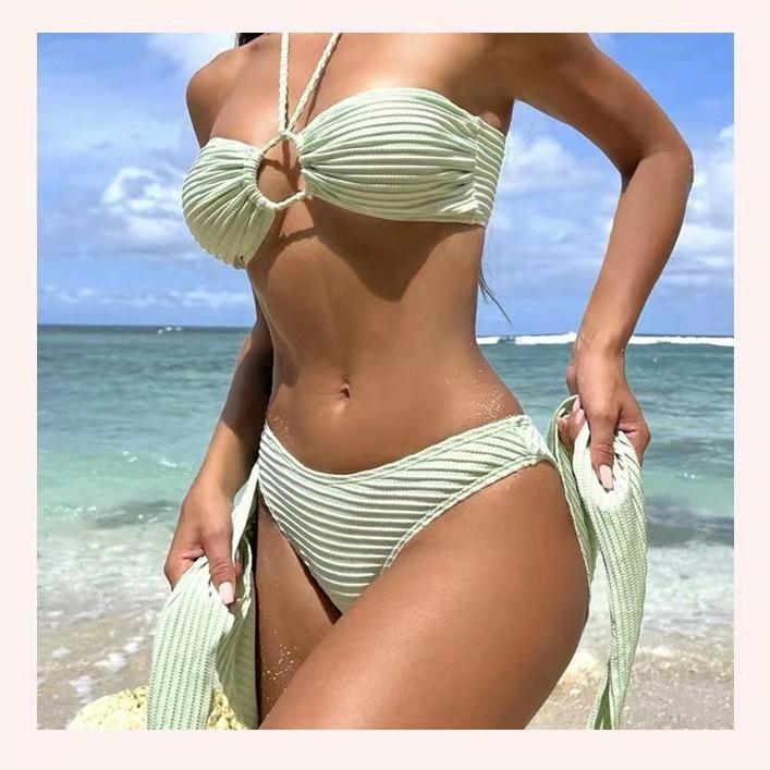 swimsuit womens suit split neck halter fabric color solid