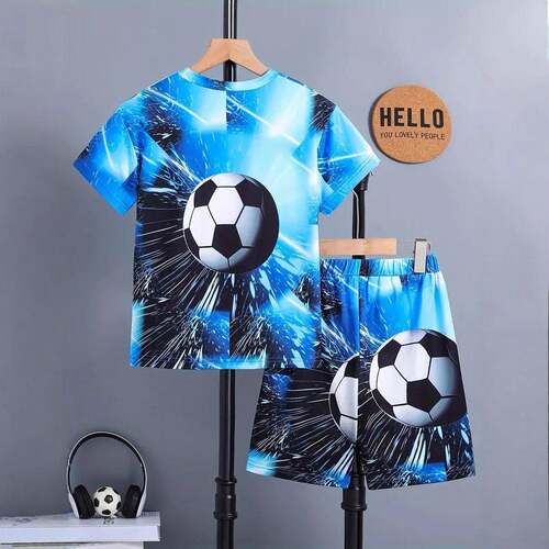 Ready Stock Big Boys Summer Outfits Letter Print Casual Tee