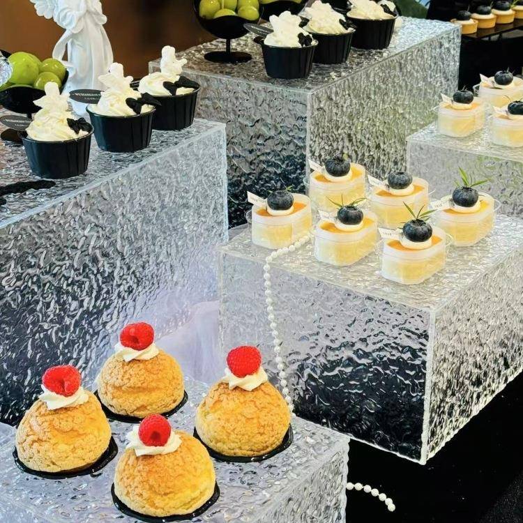 亚克力石头纹甜品台水波纹展示座高级宴会布置点心架冷餐茶歇摆台