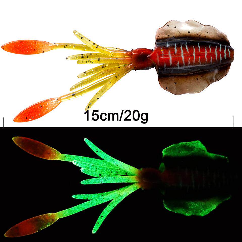新款直销跨境热卖15cm20g带UV/夜光仿生鱿鱼饵海钓饵软饵仿生路亚