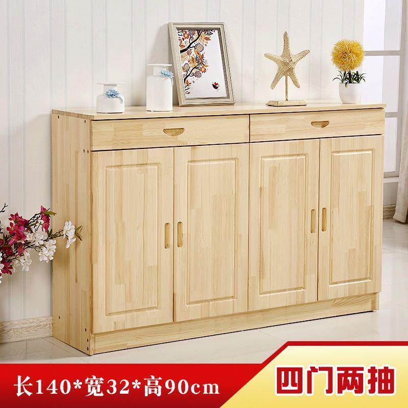 鞋柜实木现代简约玄关家用大容量经济门口型原木松木阳台储物柜