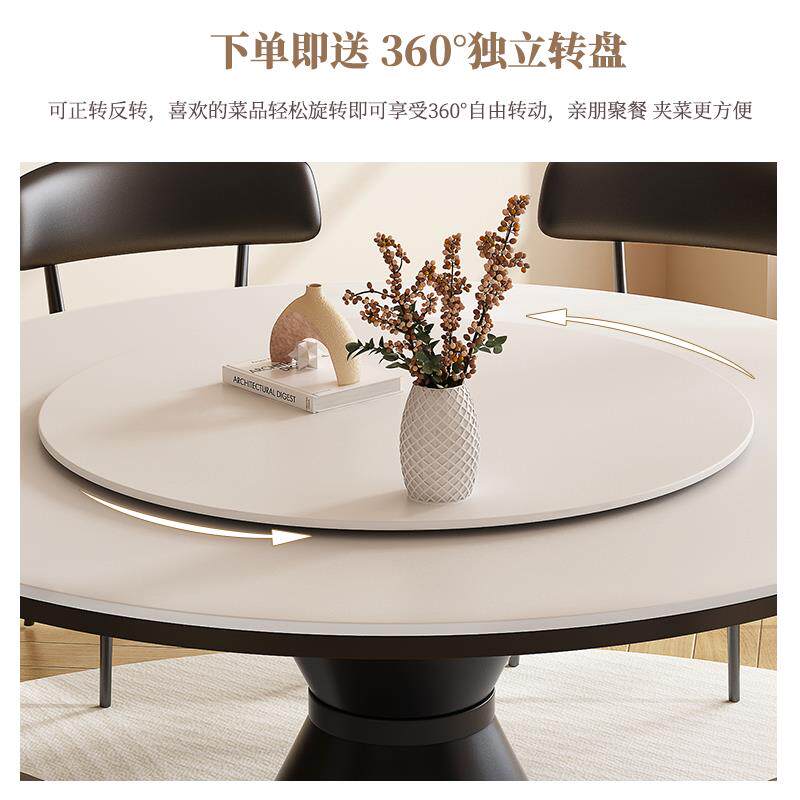 板岩风餐桌别墅TTqxzqrr中古圆桌意式轻奢简约现家代用饭桌