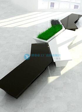 玻璃钢座椅长条型酒店售楼部影院户外广场组合拼接椅盆栽落地花盆