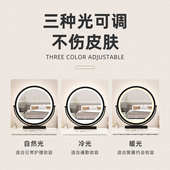 镜子台式 艺梳妆台学生宿舍铁圆形梳妆镜桌面轻化妆镜镜奢卧室美妆