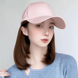 新款直销棒球帽子假发一体女春秋韩版时尚夏季显脸小短发锁骨发鸭