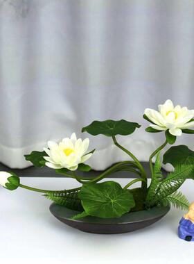 荷花彷真花套装客厅电视柜装饰花桌面摆件假花梅花书柜摆放花中式