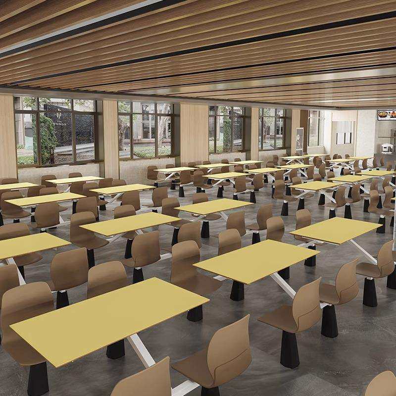 职员食堂餐桌椅公司饭店桌椅组合学校工厂食堂快餐店四人位餐桌椅