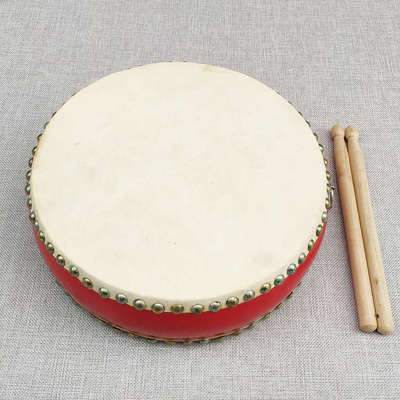 福慧佛具法器用品佛堂佛龛寺院法会摇铃红鼓手鼓8寸扁鼓乐器