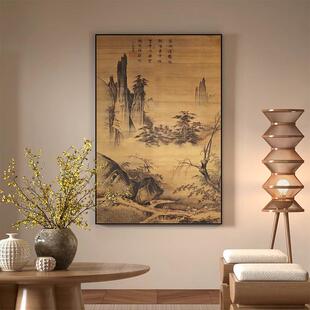 宋代美学风景禅意装饰古画客厅玄关茶室走廊挂画新中式踏歌行竖版