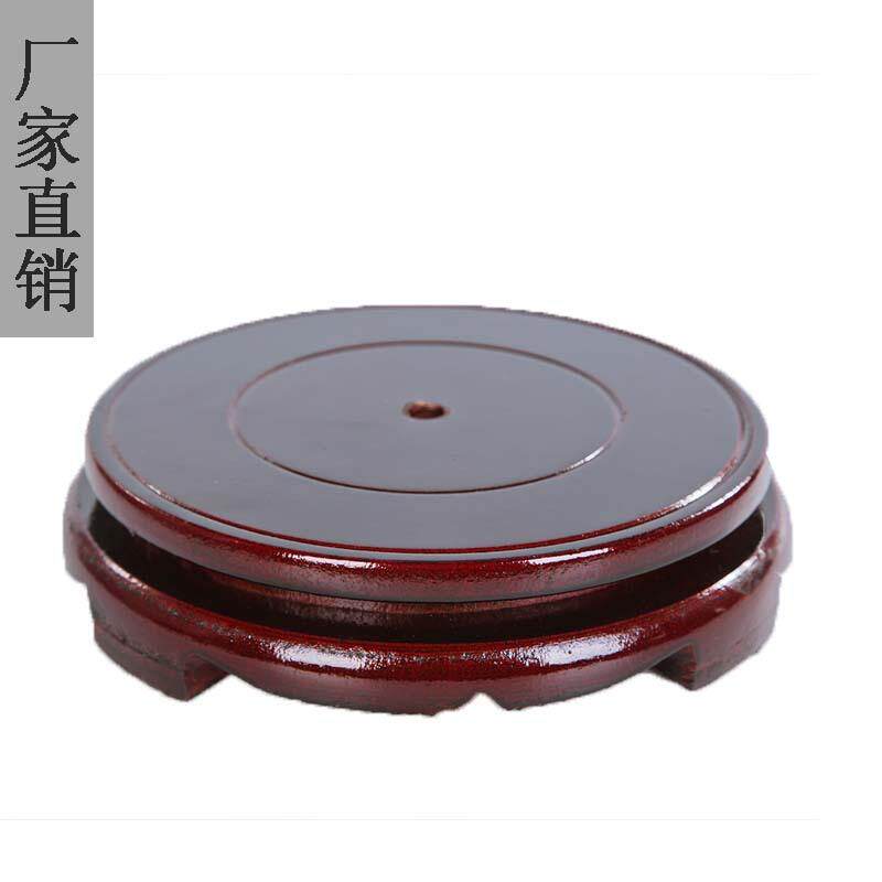 花盆底座旋转实木葫芦摆件奇石鱼缸花瓶垫底转盘圆形木质托架托盘