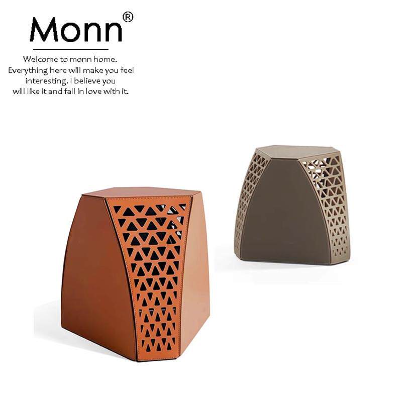 monn马鞍皮换鞋凳简约边几创意设计角几轻奢矮凳沙发搁脚凳梳妆凳