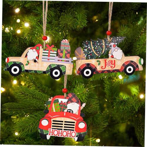 Christmas Wooden Car Decoration Pendant Printing Christmas