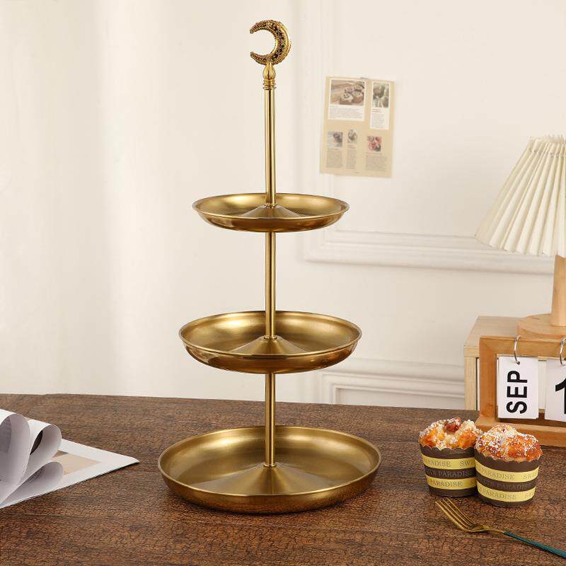 欧式轻奢多层铁艺水果盘家居客厅茶几摆件网红水果点心坚果收纳盘