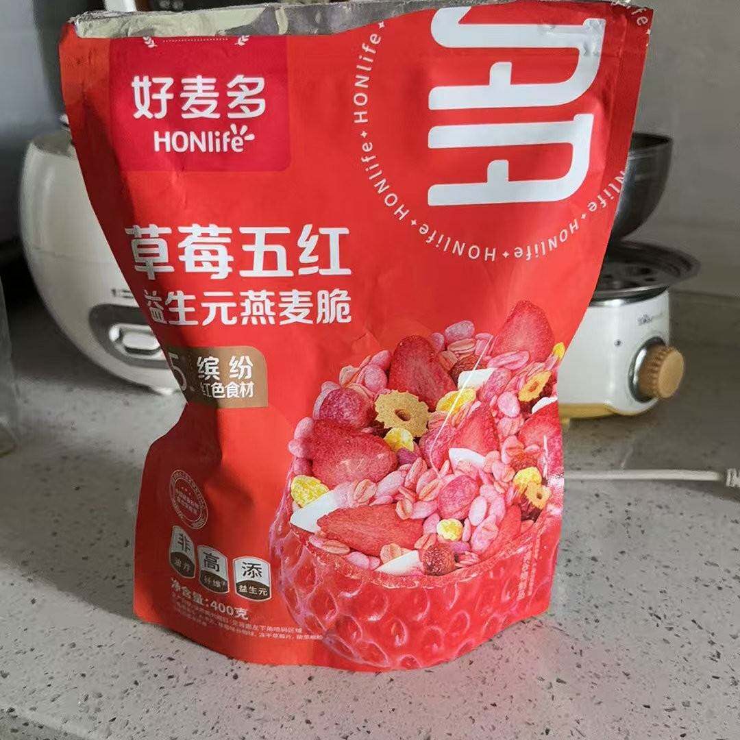 新货好麦多水果麦片408g袋装草莓益生元坚果麦片干吃即食营养麦片