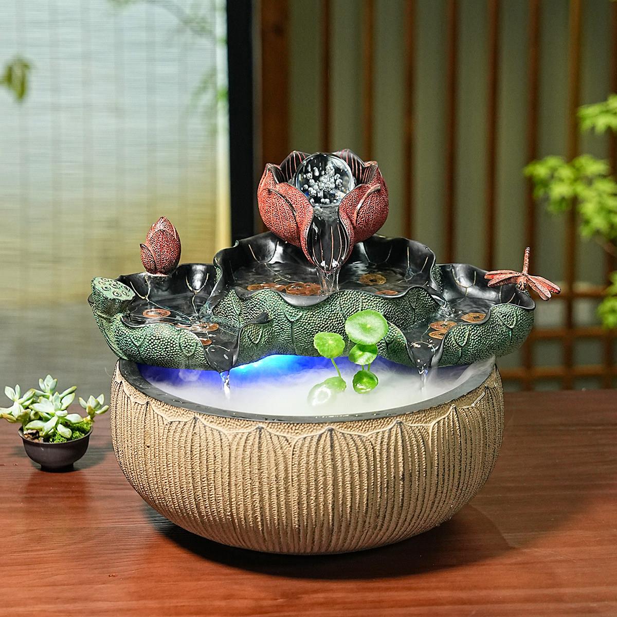 假山流水喷泉摆件客厅风水轮鱼缸创意加湿器开业送礼招财落地水景