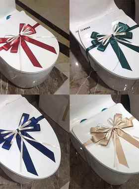 马桶盖装饰蝴蝶花 红色卫生间布艺绑带拉花 可定制简约现代摆件