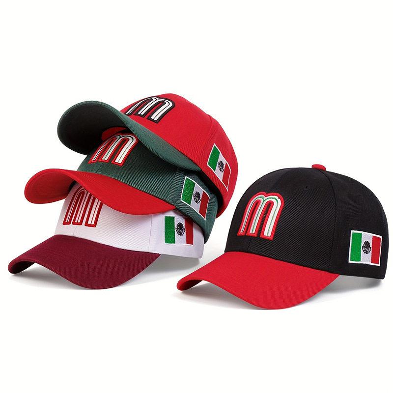 Unisex Mexico Flag Letter M Flat-Brimmed Baseball Cap -