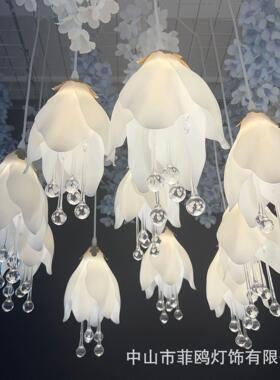 厂家直婚庆道1具0头玉GIH兰花吊灯供简韩式婚约礼装饰布置发光灯
