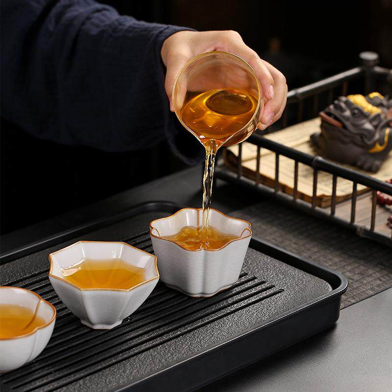 汝窑开片主人杯单杯个人专用茶盏品茗杯礼盒陶瓷功夫茶具泡茶杯子
