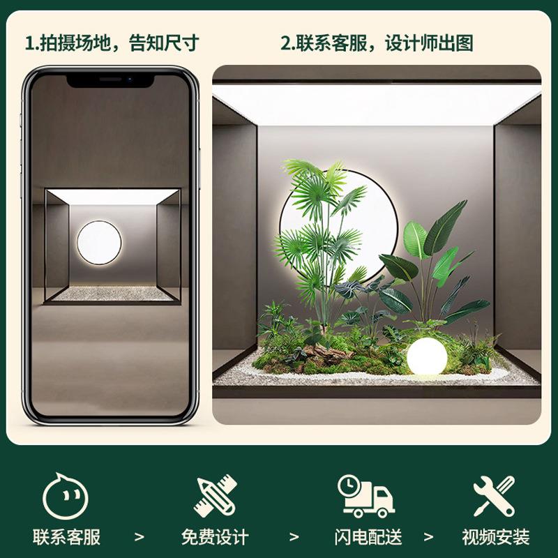 仿真植盆栽植绿物造景室梯内盆景餐厅场景观绿植造景装饰橱窗楼景