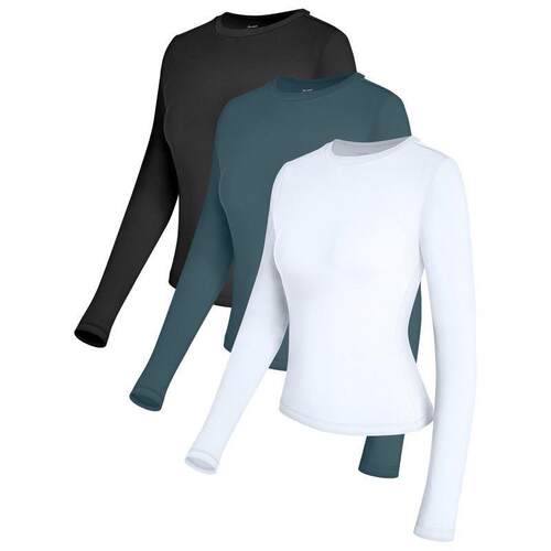 Round neck long sleeved thin women's T-shirt sports tight