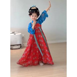 正品 儿汉服超仙女童齐舞蹈服胸童襦裙儿演出服唐宫夜宴连衣 童新款