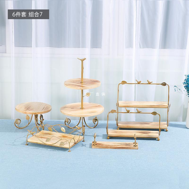 欧式木质托盘点心架面包架实木多层蛋糕架子甜品台展示架婚庆摆件