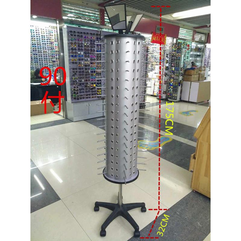 18年热销银灰铝塑板落地旋转眼镜展示架 太阳眼镜陈列架175CM90付