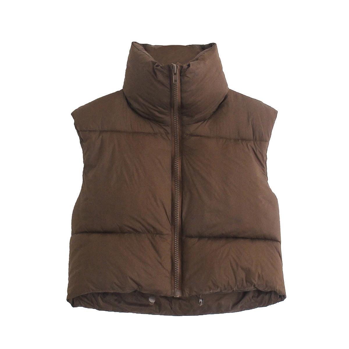 Jacket Vest Collar Stand Zipper Vest Color Solid Jacket