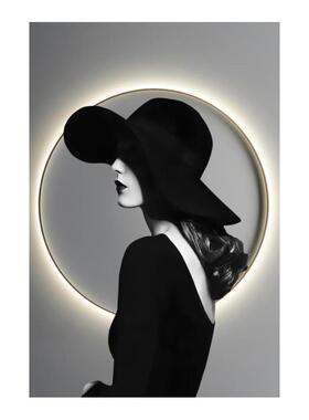 新款直销现代简约晶瓷画美女玄关装饰画橙色轻奢过道壁画客厅背景