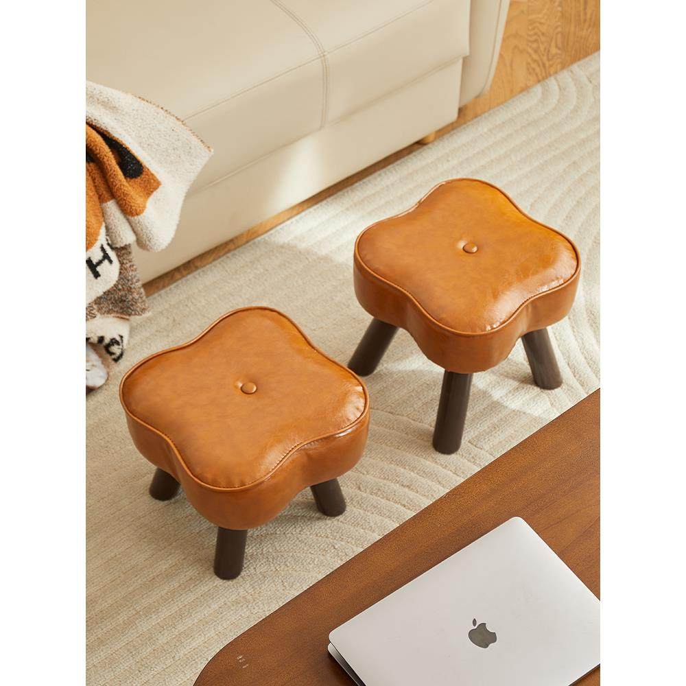 小凳子家用矮凳高级感创意实木小板凳门口换鞋凳客厅简约沙发皮凳,住宅家具,矮凳,淘宝优惠券,粉丝福利购,淘宝优惠卷