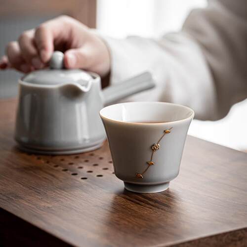 新款直销锔钉茶杯 日式冰灰烟灰釉茶杯茶碗大号陶瓷功夫茶杯主人