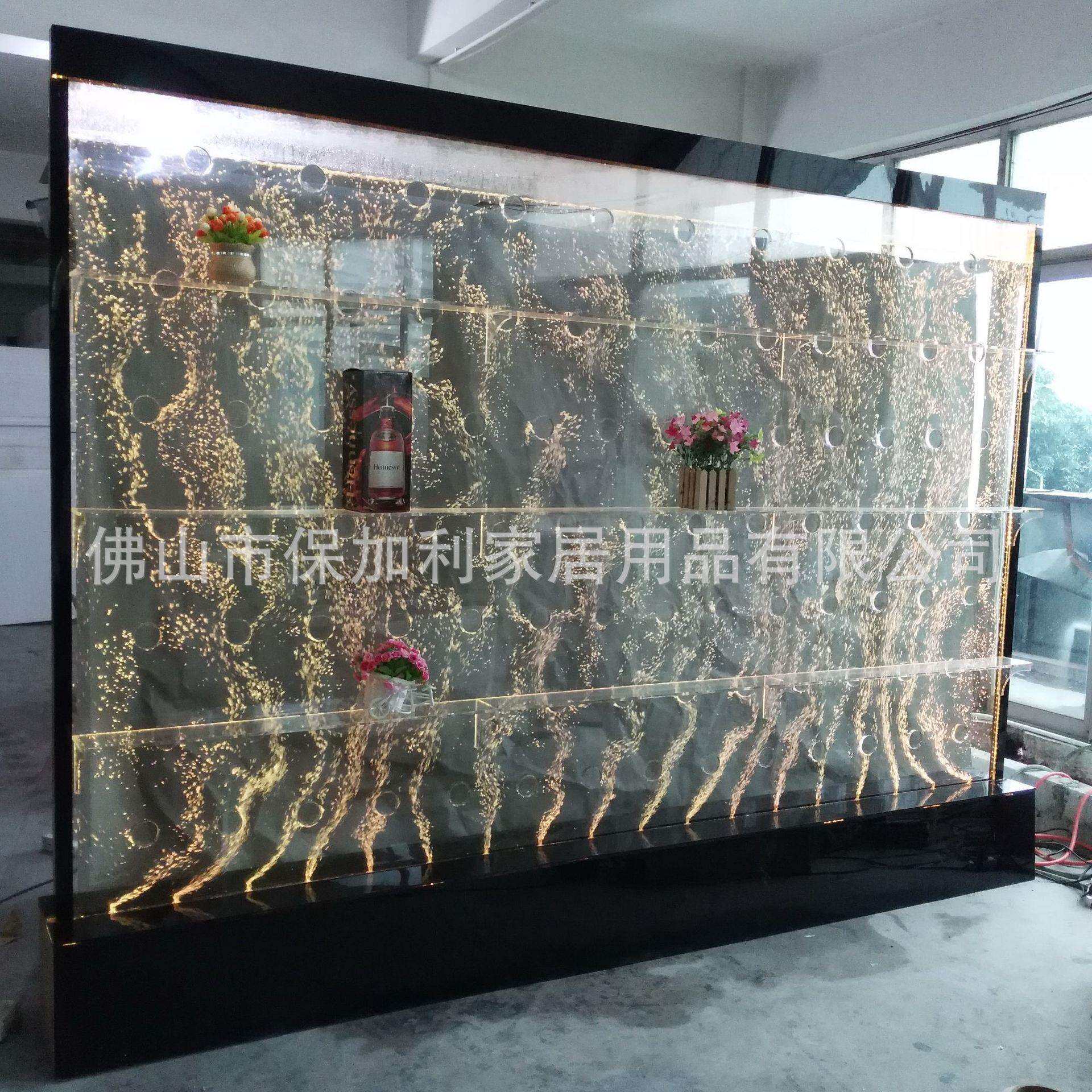 水幕墙酒柜屏风客厅鱼缸 装饰玄关隔断流水墙 亚克力气泡墙加湿墙